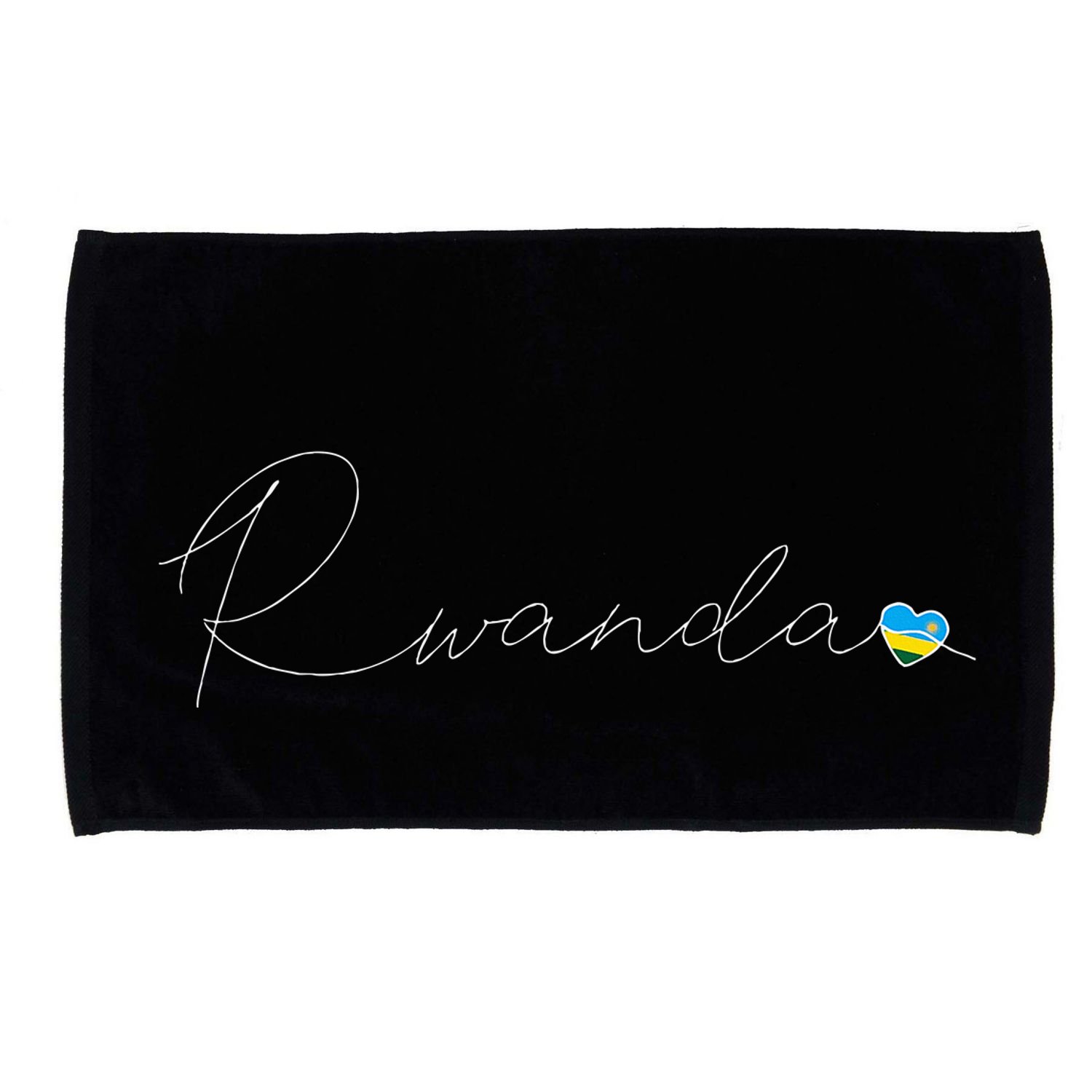 Rwanda Simple Love Rwandan Flag Heart On Rwanda Microfiber Hand Towel