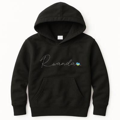 Rwanda Simple Love Rwandan Flag Heart On Rwanda Kids Hoodie
