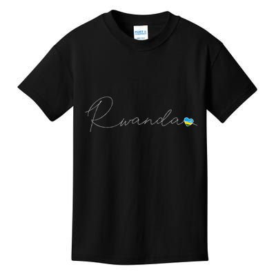 Rwanda Simple Love Rwandan Flag Heart On Rwanda Kids T-Shirt