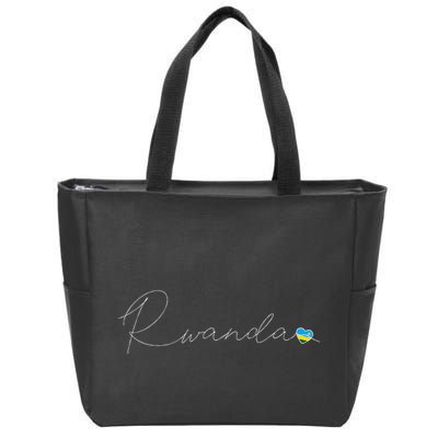Rwanda Simple Love Rwandan Flag Heart On Rwanda Zip Tote Bag