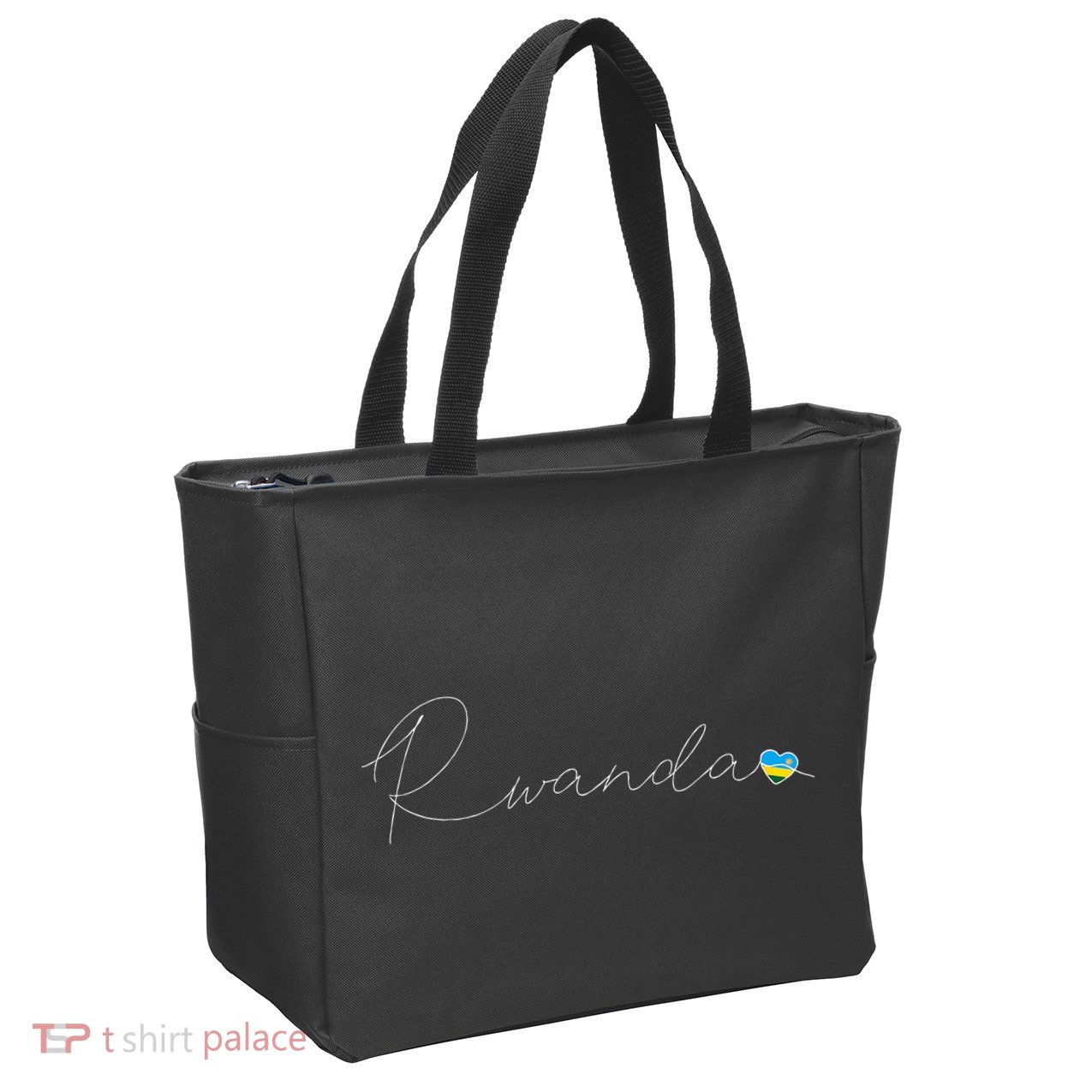 Rwanda Simple Love Rwandan Flag Heart On Rwanda Zip Tote Bag