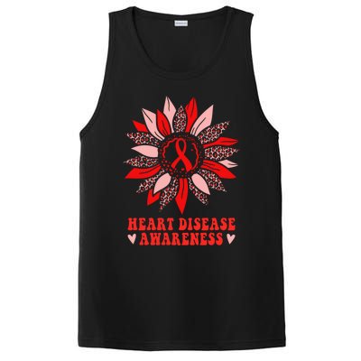 Red Sunflower Leopard Ribbon Heart Disease Awareness Month Gift PosiCharge Competitor Tank