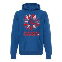 Red Sunflower Leopard Ribbon Heart Disease Awareness Month Gift Premium Hoodie