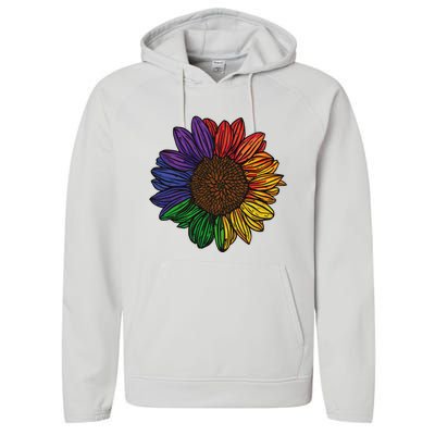 Rainbow Sunflower LGBTQ Flag Pride Month Performance Fleece Hoodie