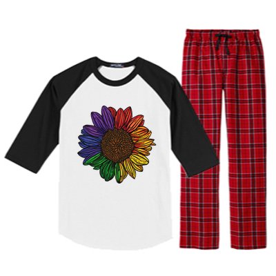 Rainbow Sunflower LGBTQ Flag Pride Month Raglan Sleeve Pajama Set