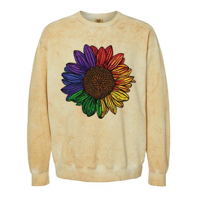 Rainbow Sunflower LGBTQ Flag Pride Month Colorblast Crewneck Sweatshirt