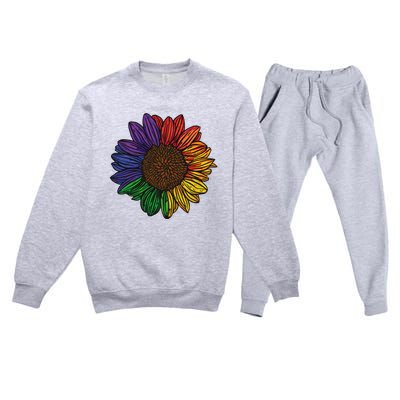 Rainbow Sunflower LGBTQ Flag Pride Month Premium Crewneck Sweatsuit Set