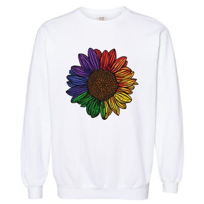 Rainbow Sunflower LGBTQ Flag Pride Month Garment-Dyed Sweatshirt