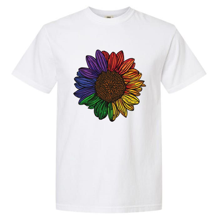 Rainbow Sunflower LGBTQ Flag Pride Month Garment-Dyed Heavyweight T-Shirt