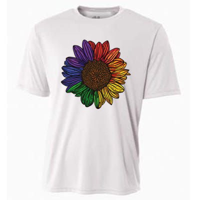 Rainbow Sunflower LGBTQ Flag Pride Month Cooling Performance Crew T-Shirt