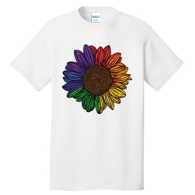 Rainbow Sunflower LGBTQ Flag Pride Month Tall T-Shirt