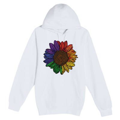 Rainbow Sunflower LGBTQ Flag Pride Month Premium Pullover Hoodie