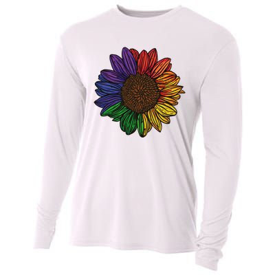 Rainbow Sunflower LGBTQ Flag Pride Month Cooling Performance Long Sleeve Crew