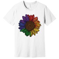 Rainbow Sunflower LGBTQ Flag Pride Month Premium T-Shirt