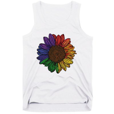 Rainbow Sunflower LGBTQ Flag Pride Month Tank Top