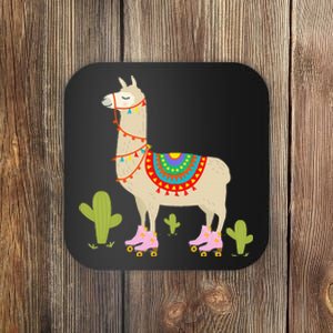 Roller Skating Llama Retro Roller Skater Animal Coaster