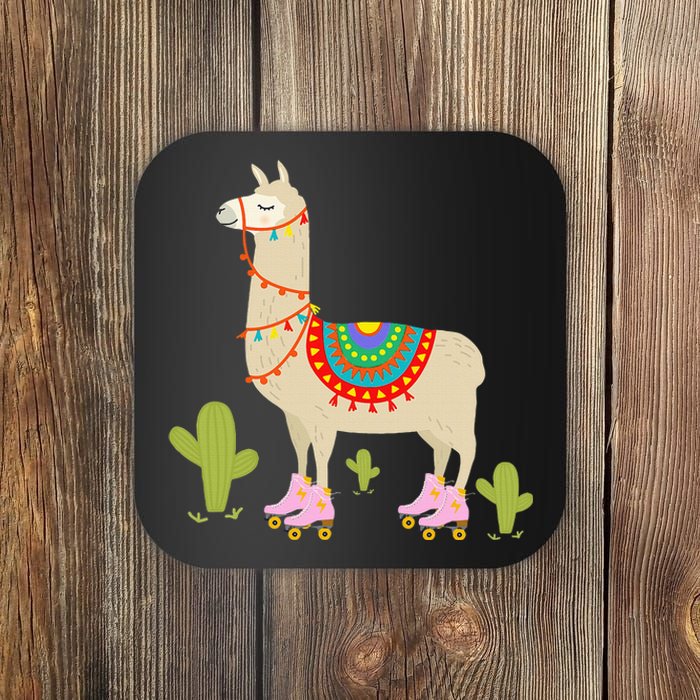 Roller Skating Llama Retro Roller Skater Animal Coaster