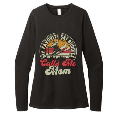 Retro Skiing Lovers My Favorite Ski Buddies Call Me Mom Gift Womens CVC Long Sleeve Shirt