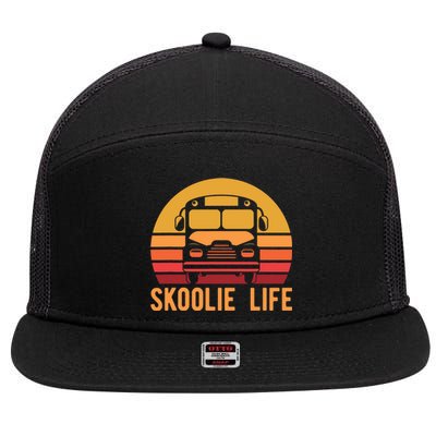 Retro Skoolie Life Converted School Bus Home Lifestyle 7 Panel Mesh Trucker Snapback Hat