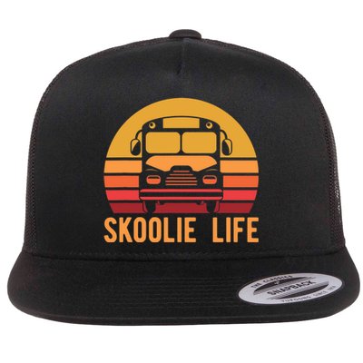 Retro Skoolie Life Converted School Bus Home Lifestyle Flat Bill Trucker Hat