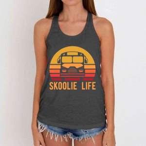 Retro Skoolie Life Converted School Bus Home Lifestyle Women's Knotted Racerback Tank