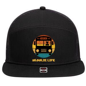 Retro Skoolie Life Converted School Bus Home Lifestyle 7 Panel Mesh Trucker Snapback Hat