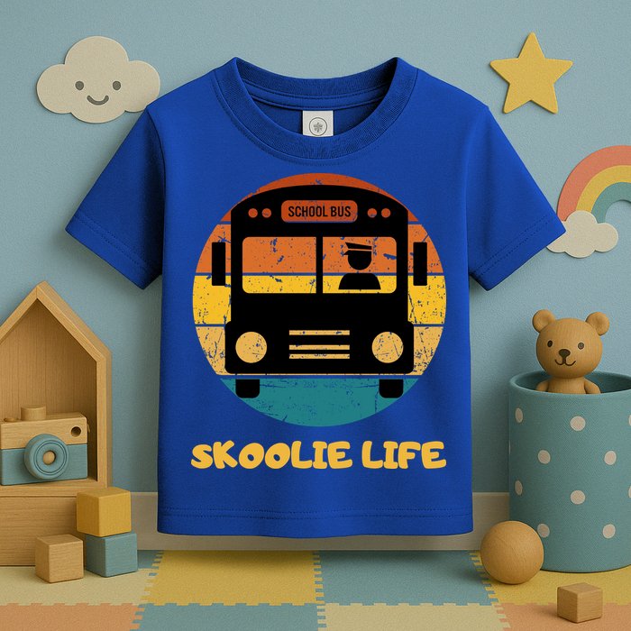 Retro Skoolie Life Converted School Bus Home Lifestyle Toddler T-Shirt