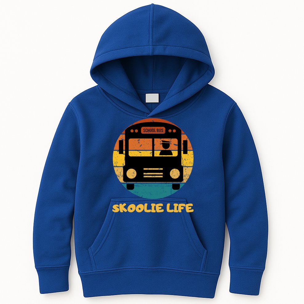 Retro Skoolie Life Converted School Bus Home Lifestyle Kids Hoodie