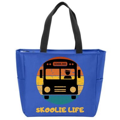 Retro Skoolie Life Converted School Bus Home Lifestyle Zip Tote Bag