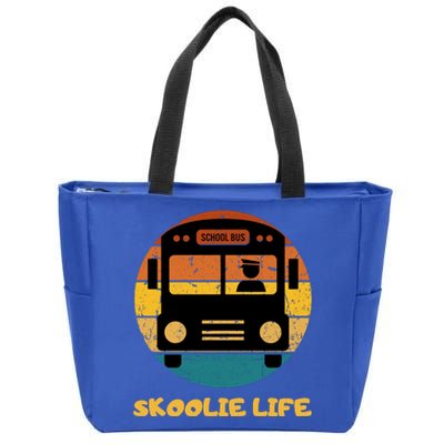 Retro Skoolie Life Converted School Bus Home Lifestyle Zip Tote Bag