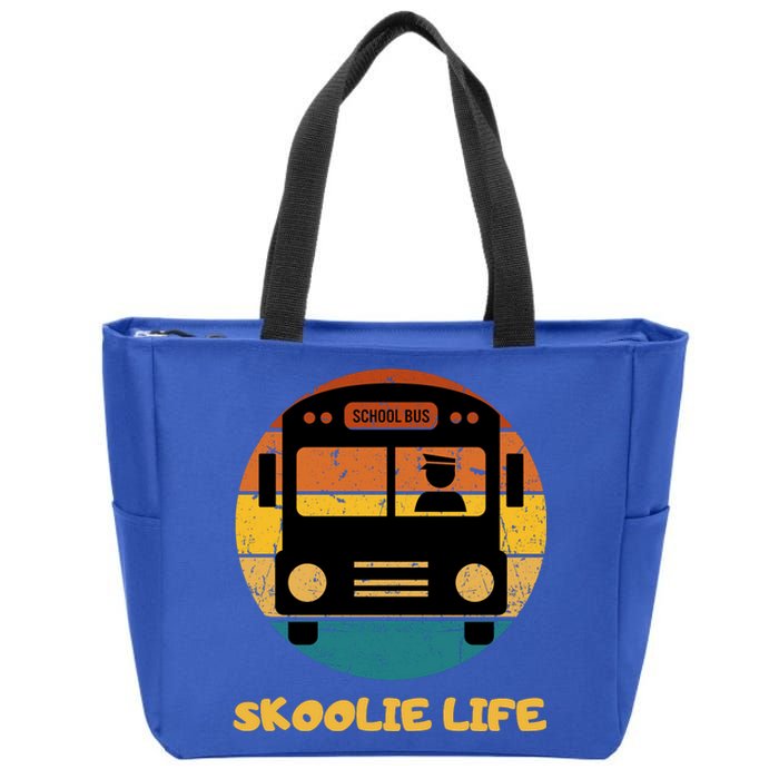 Retro Skoolie Life Converted School Bus Home Lifestyle Zip Tote Bag