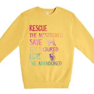 RESCUE SAVE LOVE PET Funny Animal Shelter Volunteer Gifts Premium Crewneck Sweatshirt