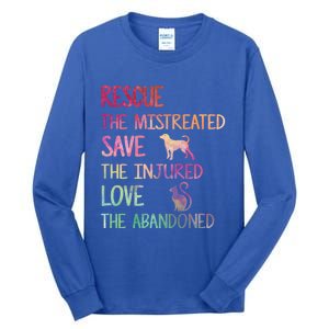 RESCUE SAVE LOVE PET Funny Animal Shelter Volunteer Gifts Tall Long Sleeve T-Shirt