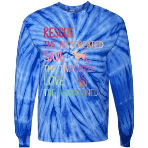 RESCUE SAVE LOVE PET Funny Animal Shelter Volunteer Gifts Tie-Dye Long Sleeve Shirt