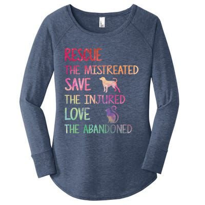 RESCUE SAVE LOVE PET Funny Animal Shelter Volunteer Gifts Women's Perfect Tri Tunic Long Sleeve Shirt