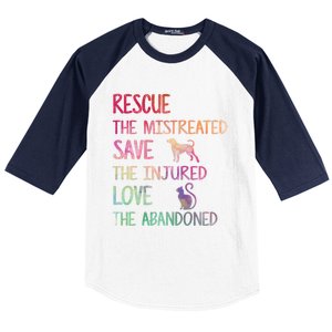 RESCUE SAVE LOVE PET Funny Animal Shelter Volunteer Gifts Baseball Sleeve Shirt