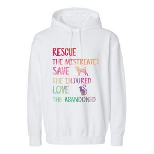 RESCUE SAVE LOVE PET Funny Animal Shelter Volunteer Gifts Garment-Dyed Fleece Hoodie