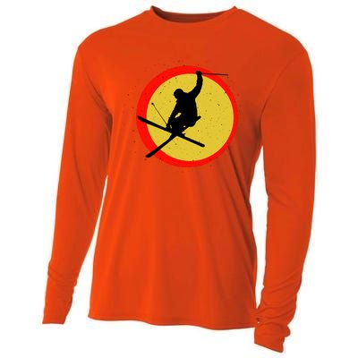 Retro Skiing Logo Cooling Performance Long Sleeve Crew