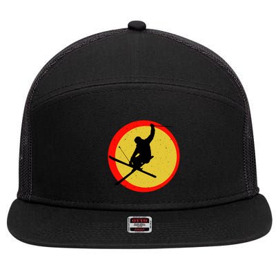 Retro Skiing Logo 7 Panel Mesh Trucker Snapback Hat