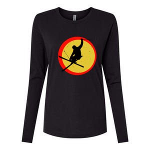 Retro Skiing Logo Womens Cotton Relaxed Long Sleeve T-Shirt