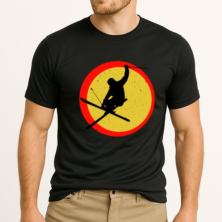 Retro Skiing Logo Cooling Performance Crew T-Shirt