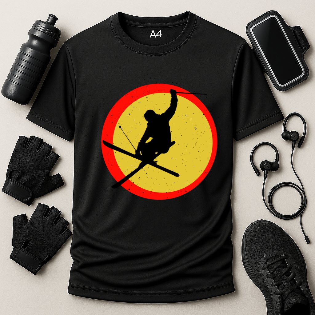 Retro Skiing Logo Cooling Performance Crew T-Shirt