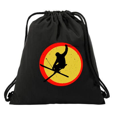 Retro Skiing Logo Drawstring Bag