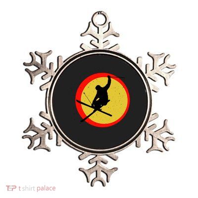 Retro Skiing Logo Metallic Star Ornament