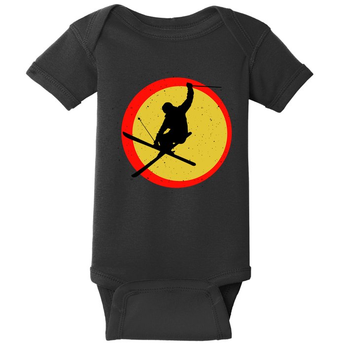 Retro Skiing Logo Baby Bodysuit