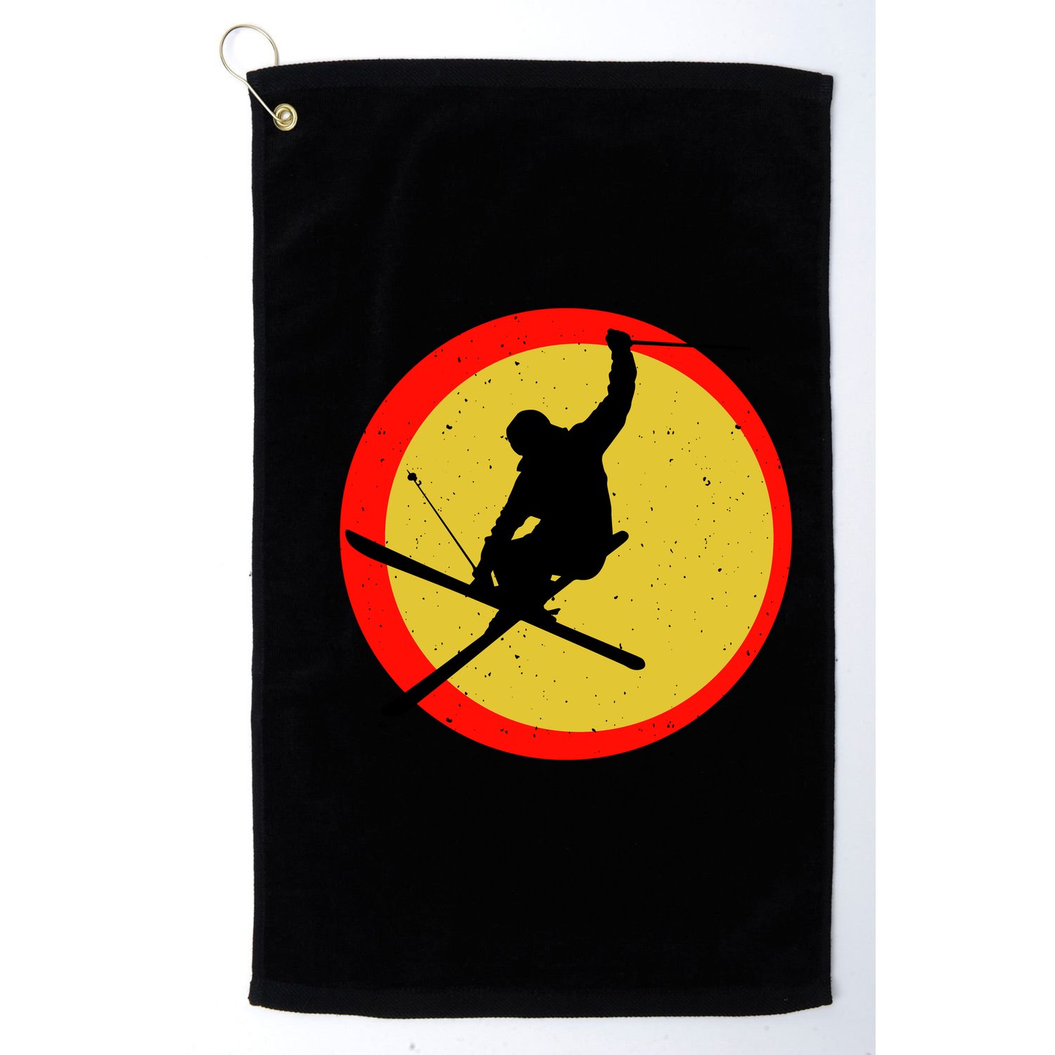 Retro Skiing Logo Golf Towel