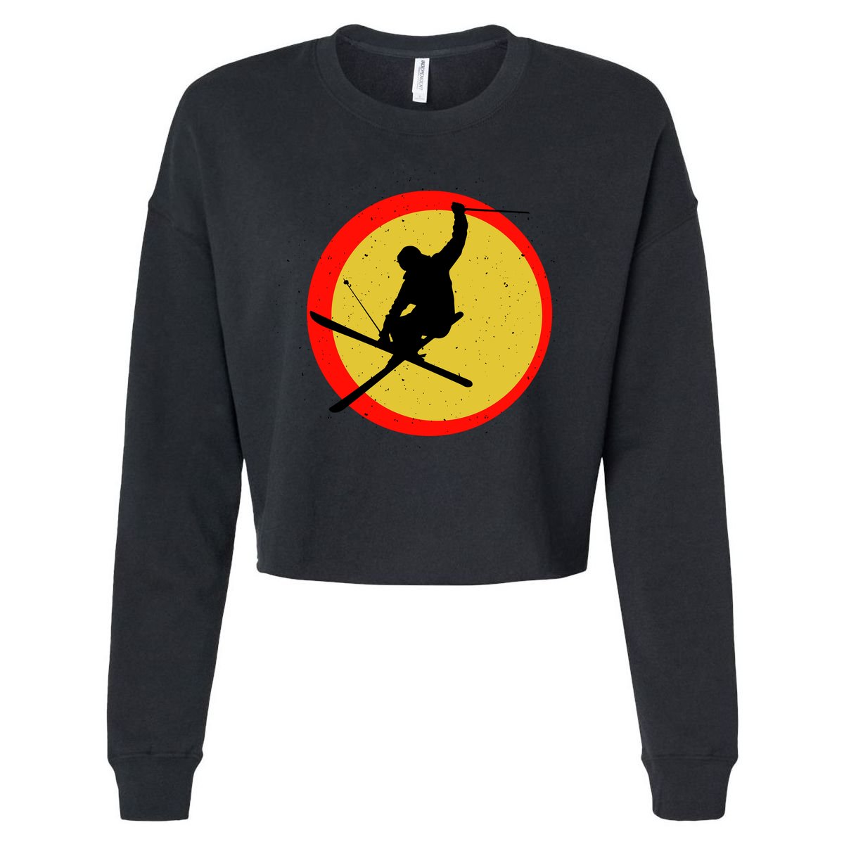 Retro Skiing Logo Cropped Pullover Crew