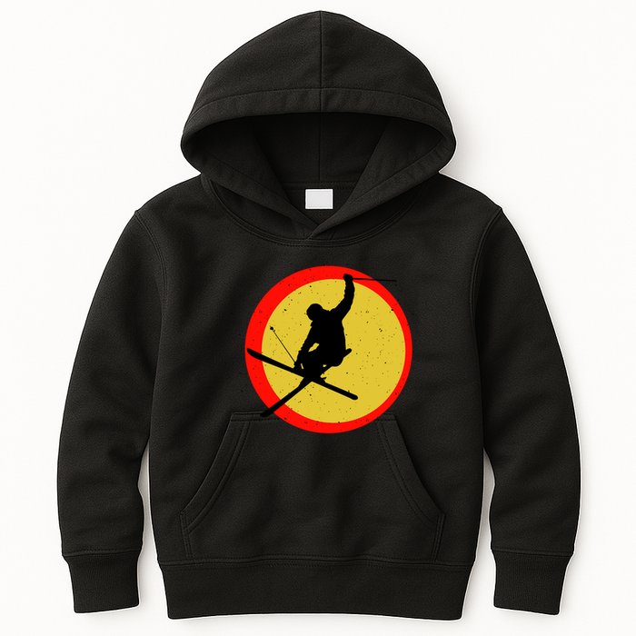 Retro Skiing Logo Kids Hoodie