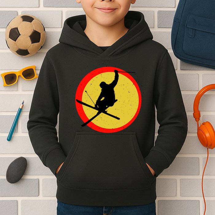 Retro Skiing Logo Kids Hoodie
