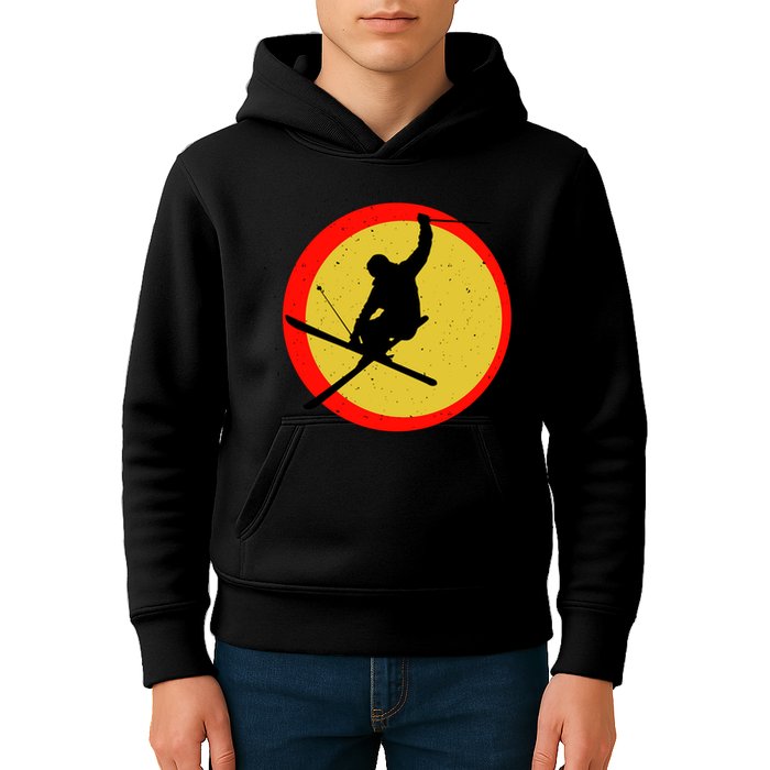 Retro Skiing Logo Kids Hoodie